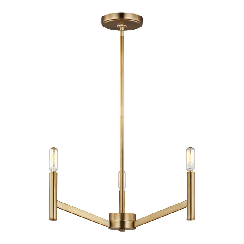 Visual Comfort Studio 3124303EN-848 Three Light Chandelier, Satin Brass