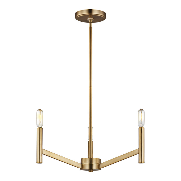 Visual Comfort Studio 3124303EN-848 Three Light Chandelier, Satin Brass