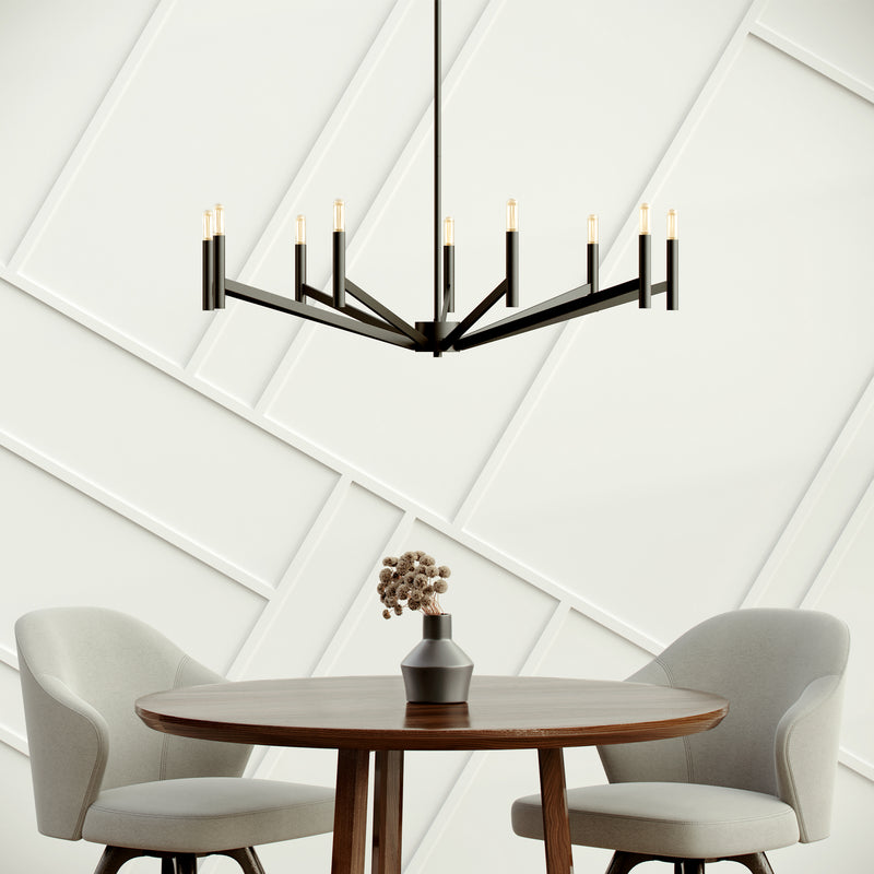 Visual Comfort Studio 3124309-112 Nine Light Chandelier, Midnight Black