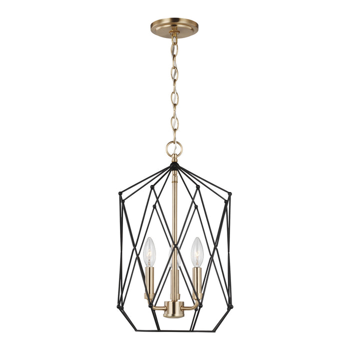Visual Comfort Studio 5234103-848 Three Light Lantern, Satin Brass