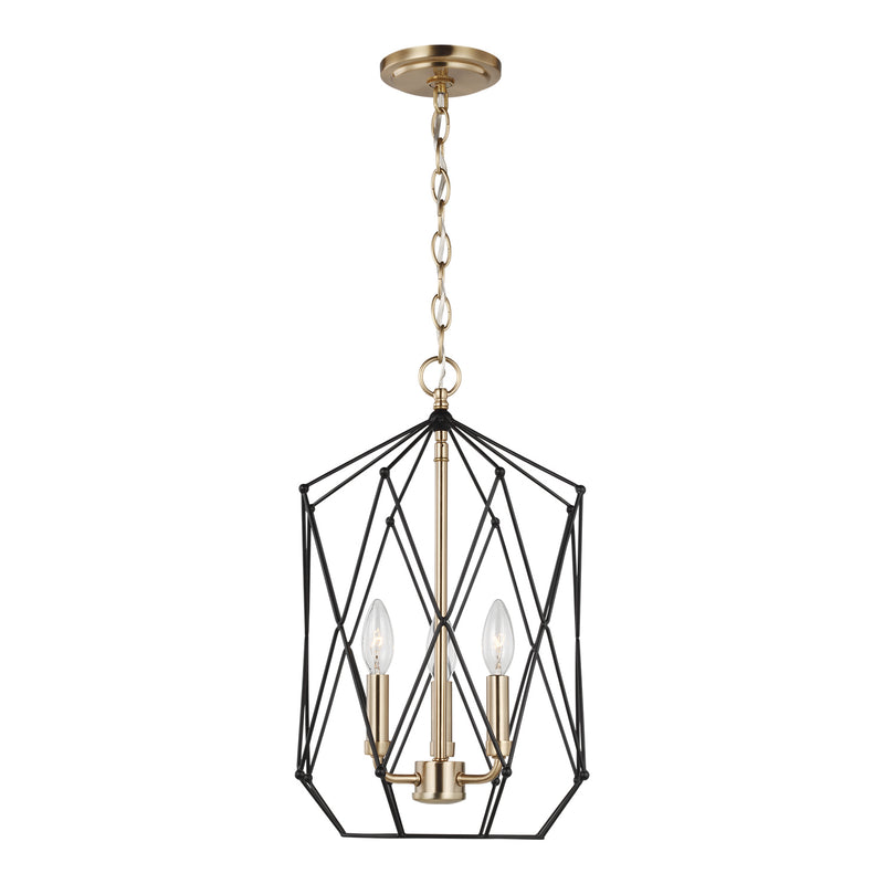 Visual Comfort Studio 5234103EN-848 Three Light Lantern, Satin Brass