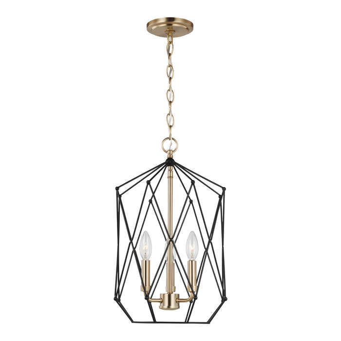 Visual Comfort Studio 5234103EN-848 Three Light Lantern, Satin Brass