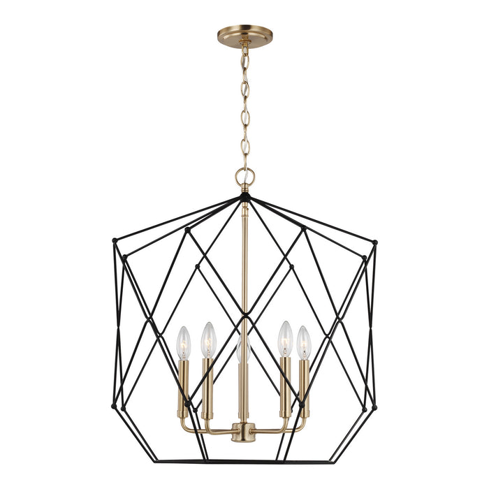 Visual Comfort Studio 5334105-848 Five Light Lantern, Satin Brass