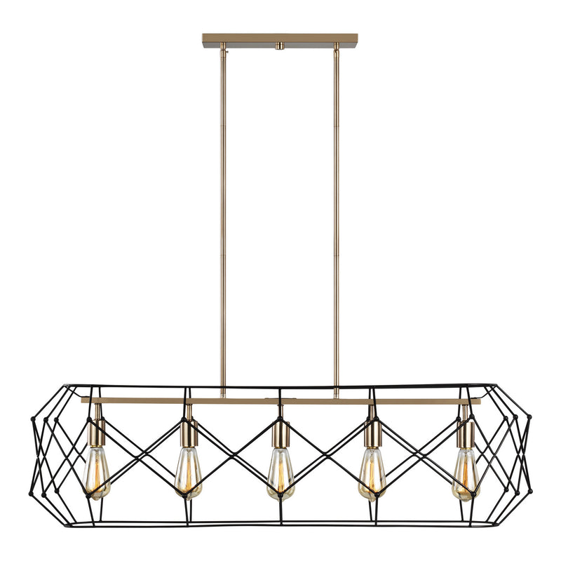 Visual Comfort Studio 6634105-848 Five Light Linear Chandelier, Satin Brass