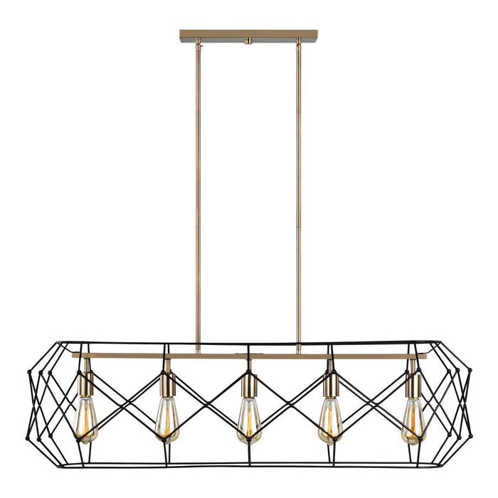 Visual Comfort Studio 6634105-848 Five Light Linear Chandelier, Satin Brass