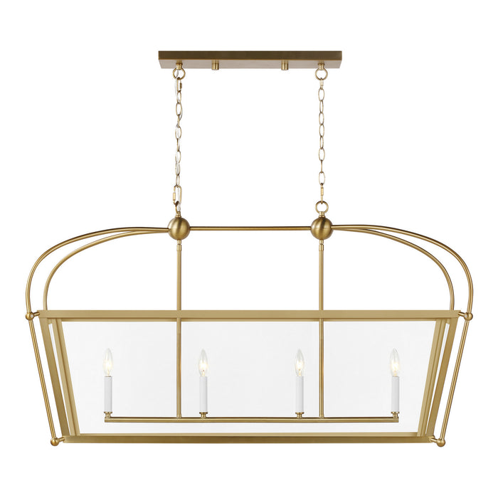 Visual Comfort Studio 6691004EN-848 Four Light Linear Lantern, Satin Brass