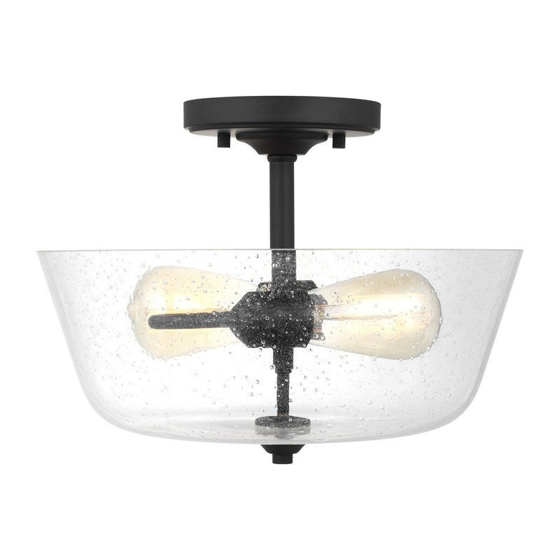 Generation Lighting 7714502-112 Two Light Semi-Flush Mount, Midnight Black