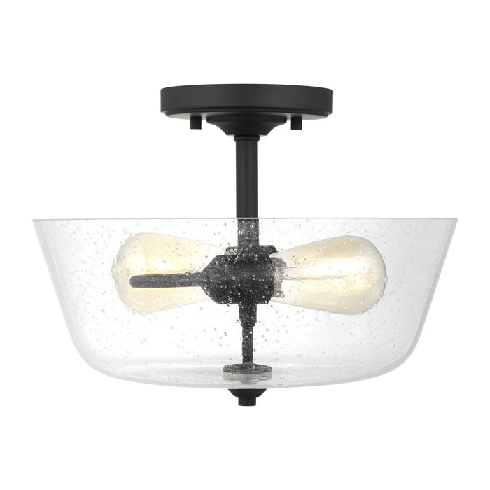Generation Lighting 7714502-112 Two Light Semi-Flush Mount, Midnight Black