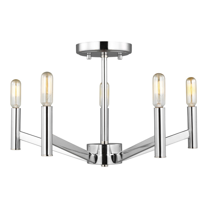 Visual Comfort Studio 7724305EN-05 Five Light Semi-Flush Mount, Chrome