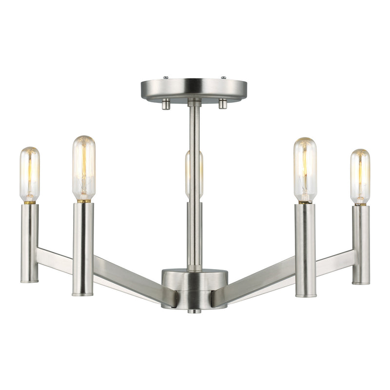 Visual Comfort Studio 7724305EN-962 Five Light Semi-Flush Mount, Brushed Nickel