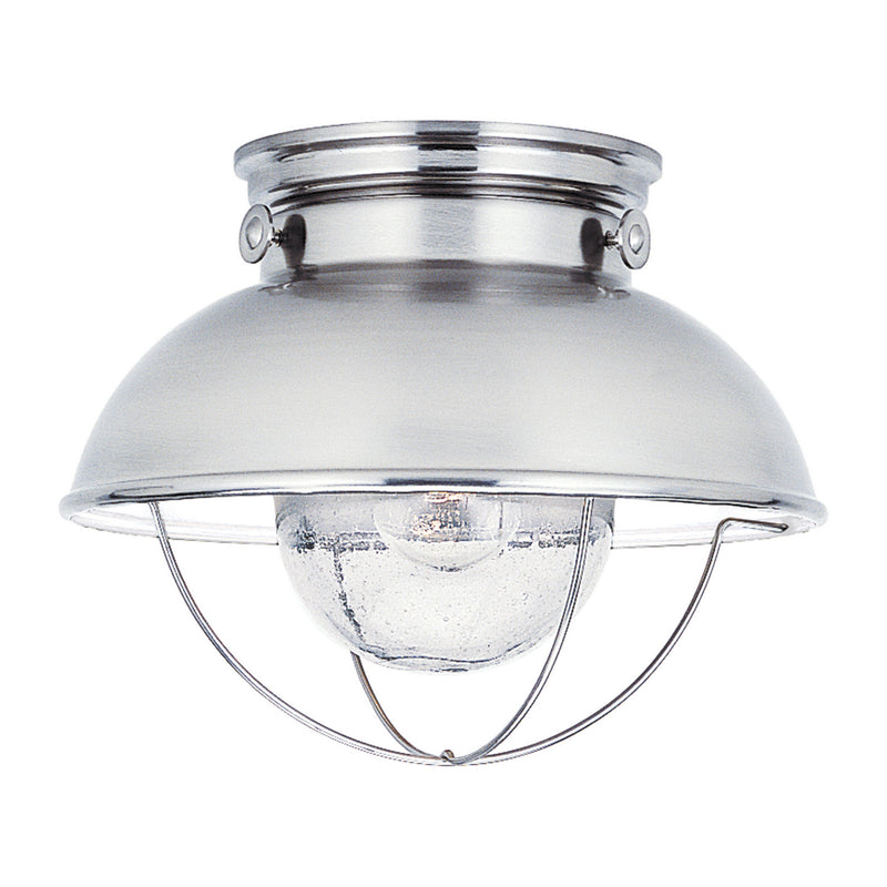 Generation Lighting 8869EN3-98 One Light Outdoor Flush Mount, Brushed Stainless