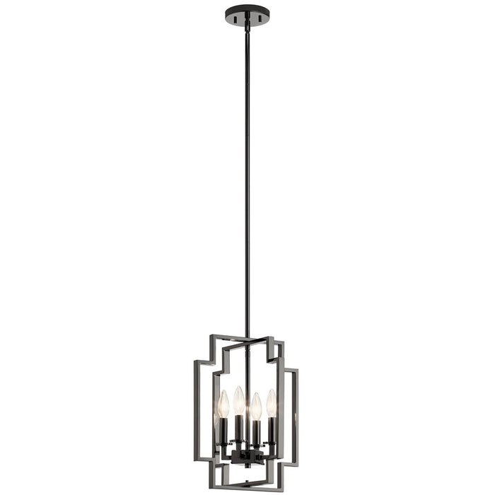 Kichler 43964MCH Four Light Pendant, Midnight Chrome