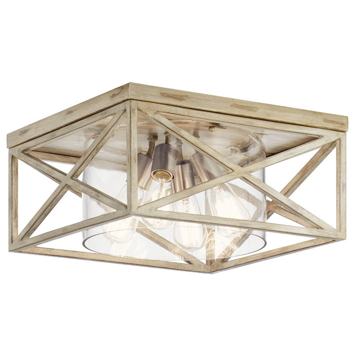 Kichler 44084DAW Four Light Flush Mount, Distressed Antique White