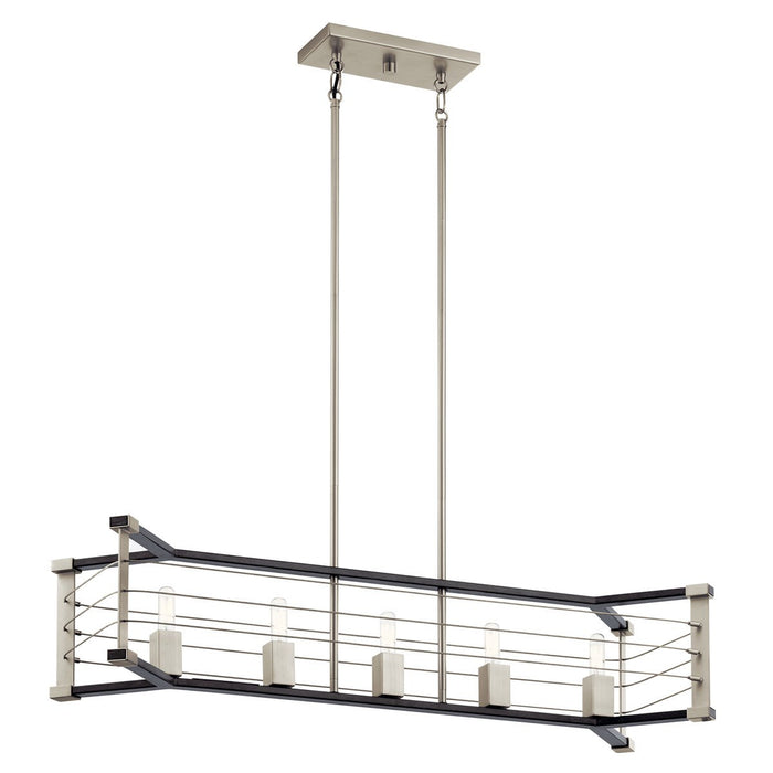 Kichler 44250MOK Five Light Linear Chandelier, Midnight Oak
