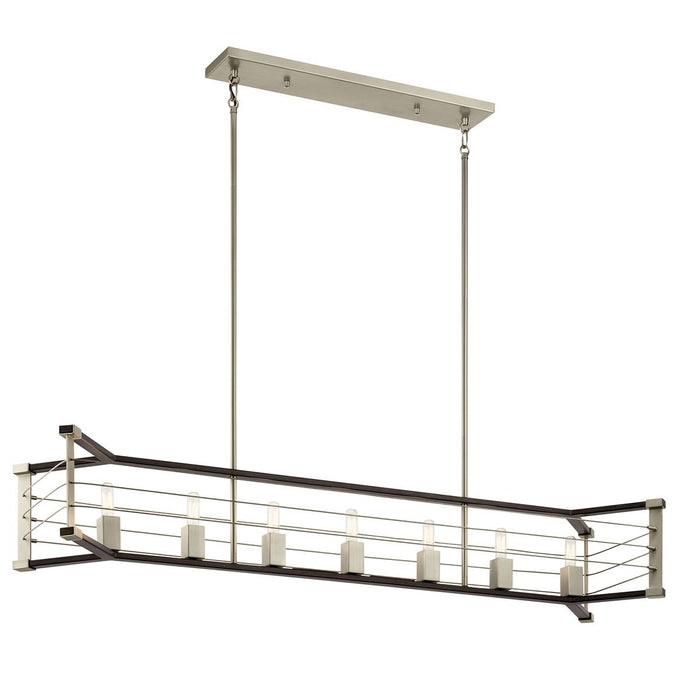 Kichler 44252MOK Seven Light Linear Chandelier, Midnight Oak