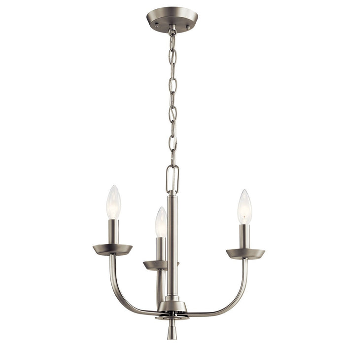 Kichler 52383NI Three Light Mini Chandelier, Brushed Nickel