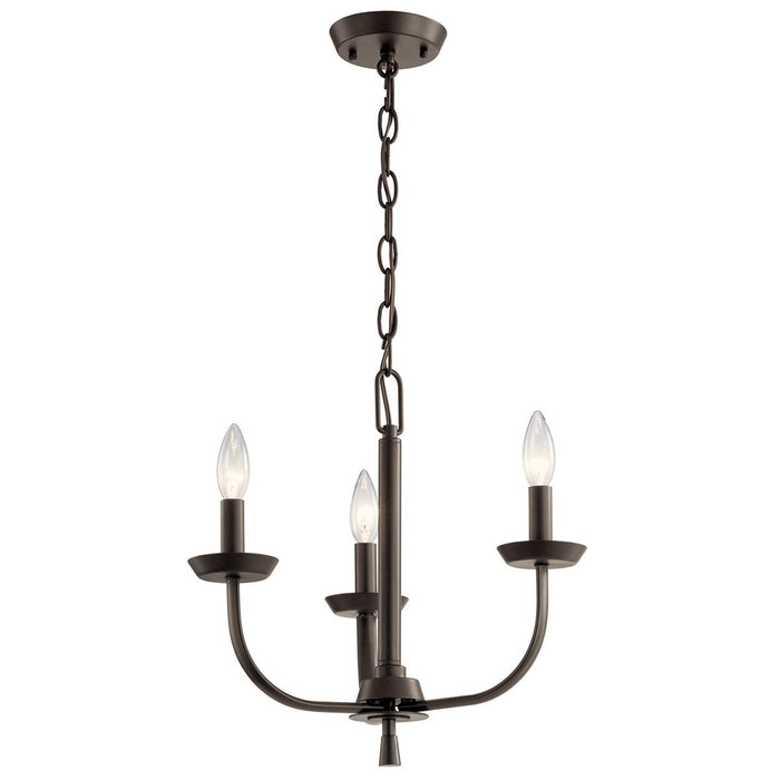 Kichler 52383OZ Three Light Mini Chandelier, Olde Bronze
