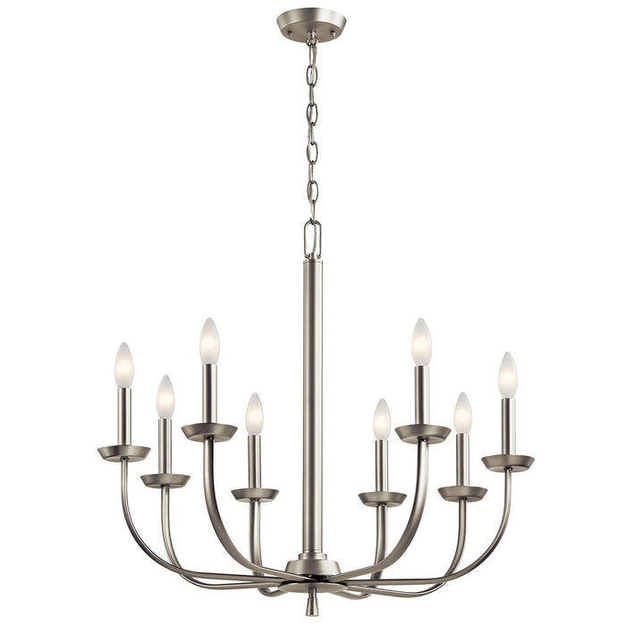 Kichler 52388NI Eight Light Chandelier, Brushed Nickel