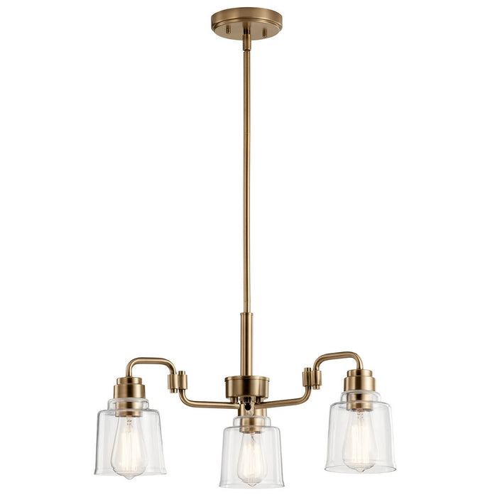 Kichler 52397WBR Three Light Chandelier, Weathered Brass