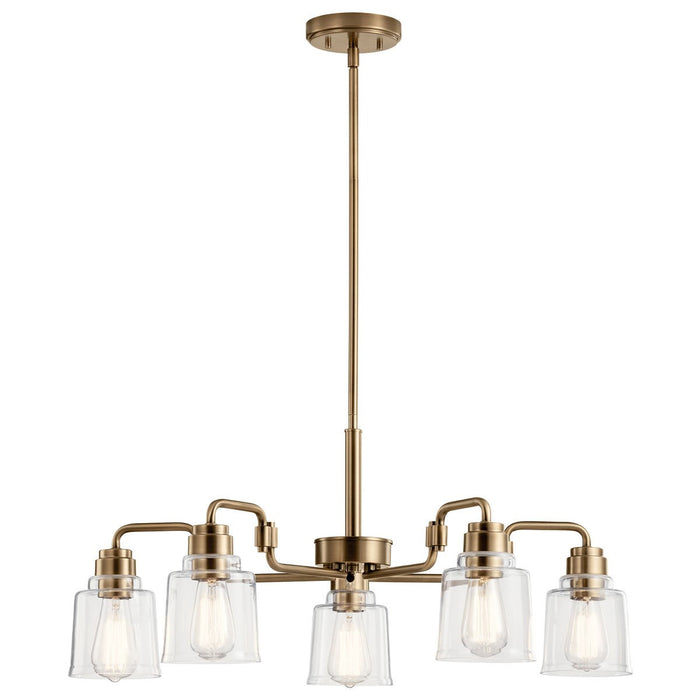 Kichler 52398WBR Five Light Chandelier, Weathered Brass