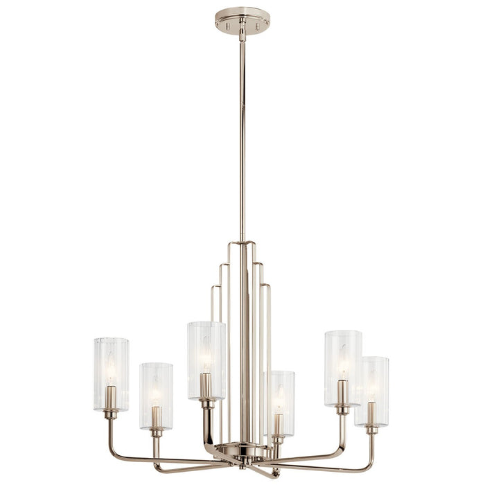 Kichler 52411PN Six Light Chandelier, Polished Nickel