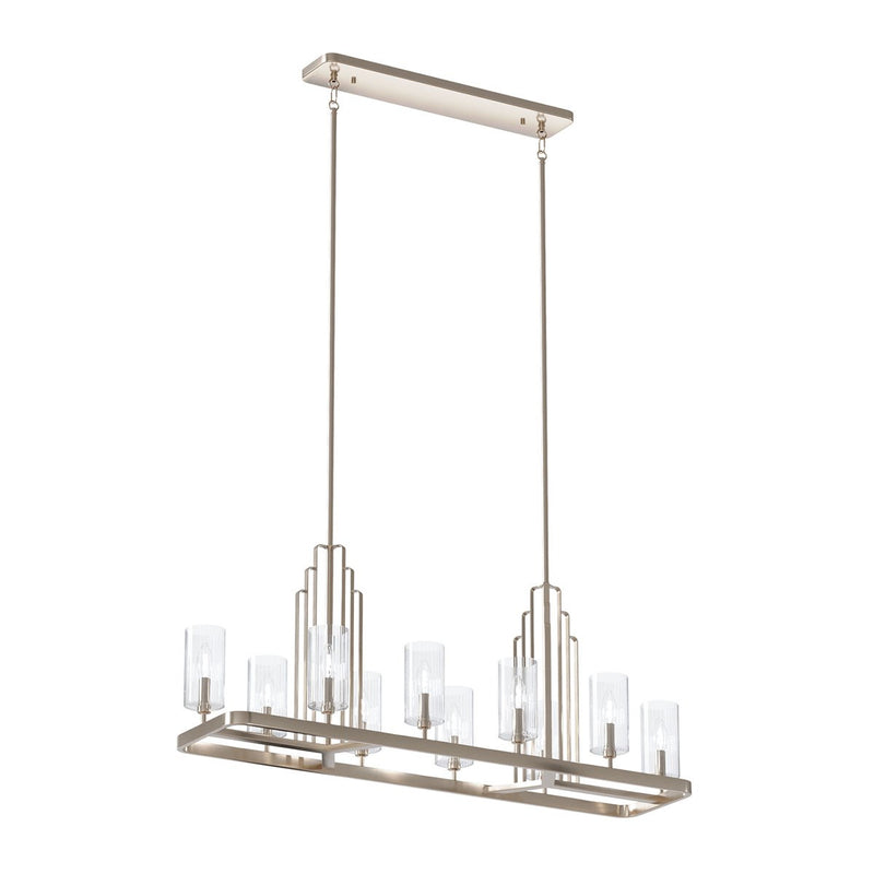 Kichler 52413PN Ten Light Linear Chandelier, Polished Nickel