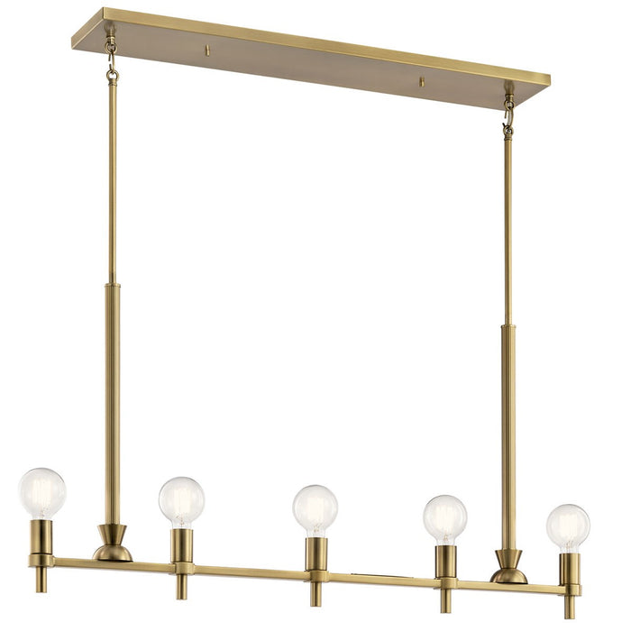 Kichler 52425BNB Five Light Linear Chandelier, Brushed Natural Brass