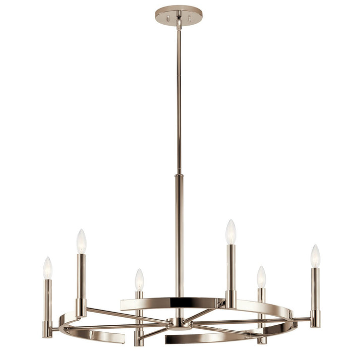 Kichler 52427PN Six Light Chandelier, Polished Nickel