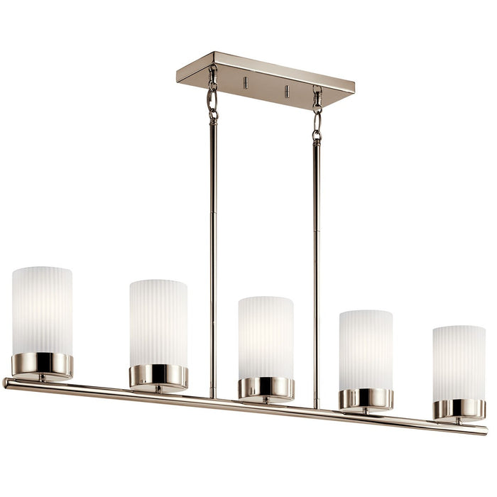 Kichler 52430PN Five Light Linear Chandelier, Polished Nickel