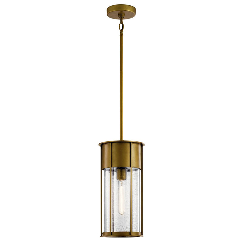 Kichler 59082NBR One Light Outdoor Pendant, Natural Brass