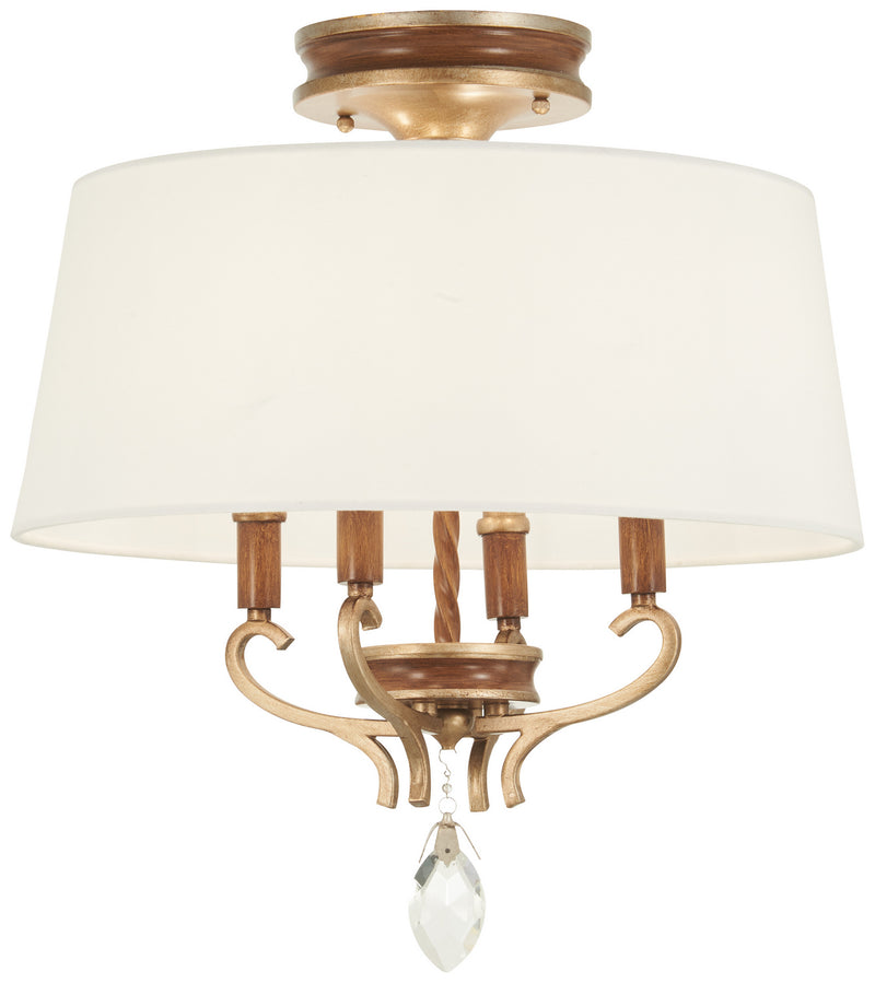 Metropolitan N6552-690 Four Light Semi Flush Mount, Pale Gold W/ Distressed Bronze