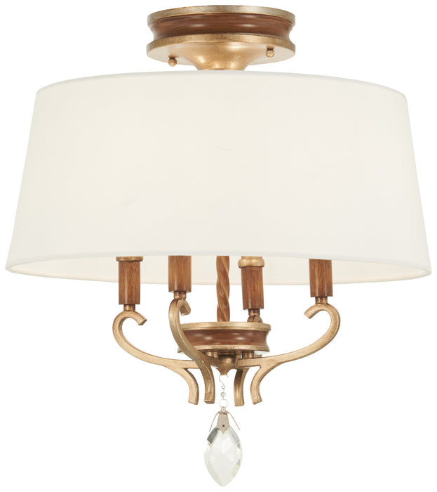 Metropolitan N6552-690 Four Light Semi Flush Mount, Pale Gold W/ Distressed Bronze