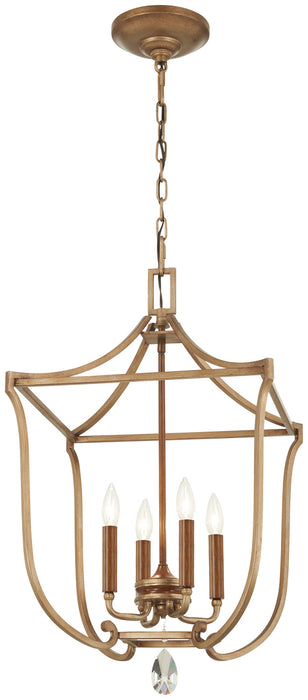Metropolitan N6553-690 Four Light Pendant, Pale Gold W/ Distressed Bronze