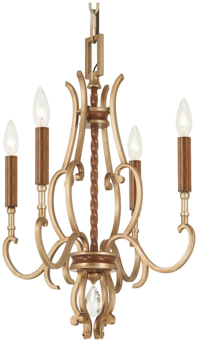 Metropolitan N6554-690 Four Light Chandelier, Pale Gold W/ Distressed Bronze