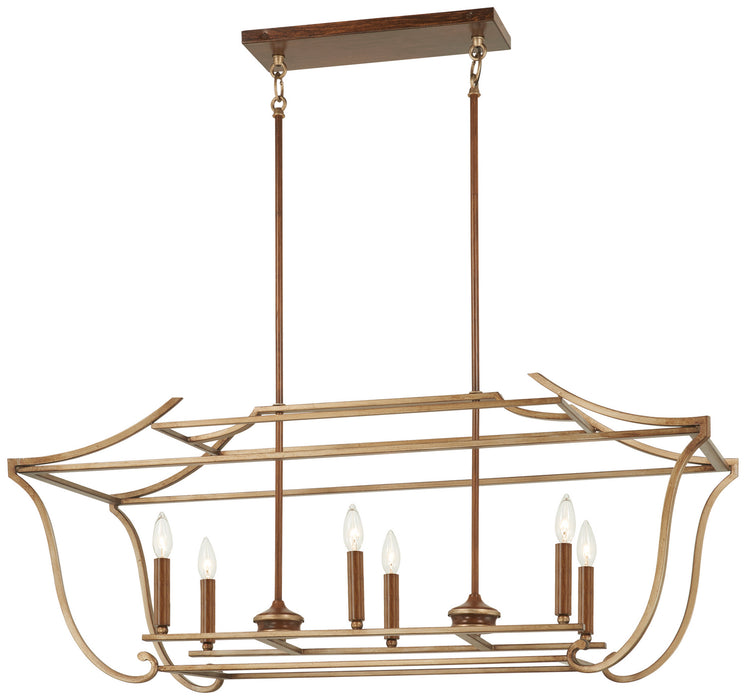 Metropolitan N6556-690 Six Light Island Pendant, Pale Gold W/ Distressed Bronze