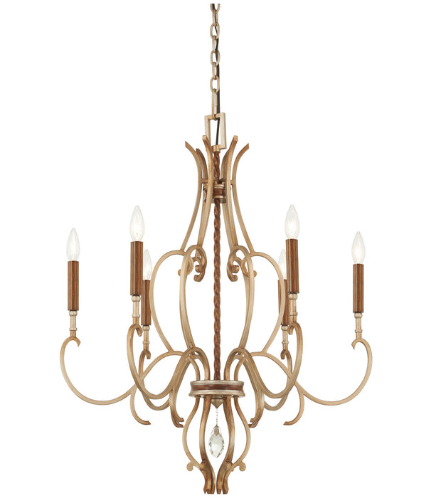 Metropolitan N6557-690 Six Light Chandelier, Pale Gold W/ Distressed Bronze
