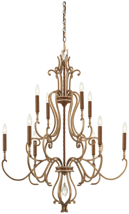 Metropolitan N6558-690 Ten Light Chandelier, Pale Gold W/ Distressed Bronze