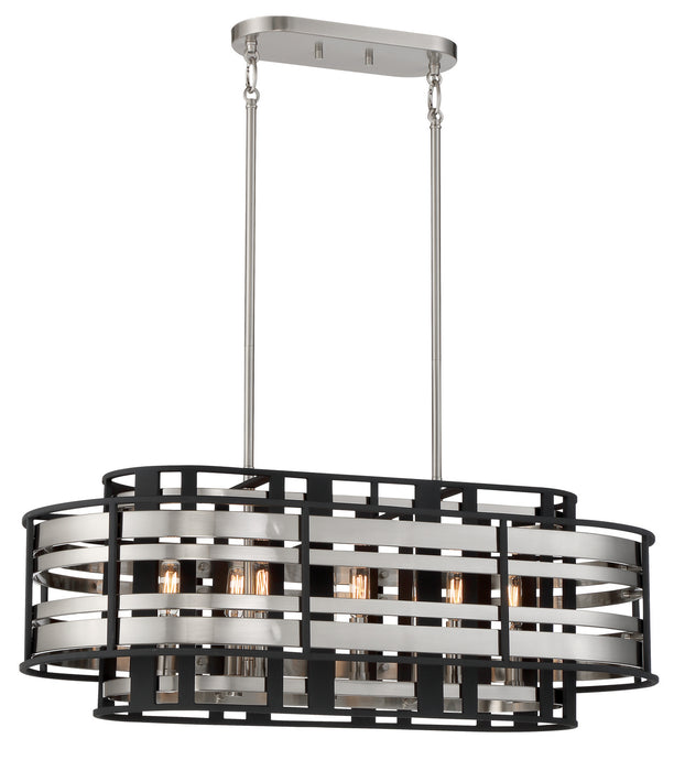 Metropolitan N7988-420 Eight Light Island Pendant, Brushed Nickel W/ Sand Coal