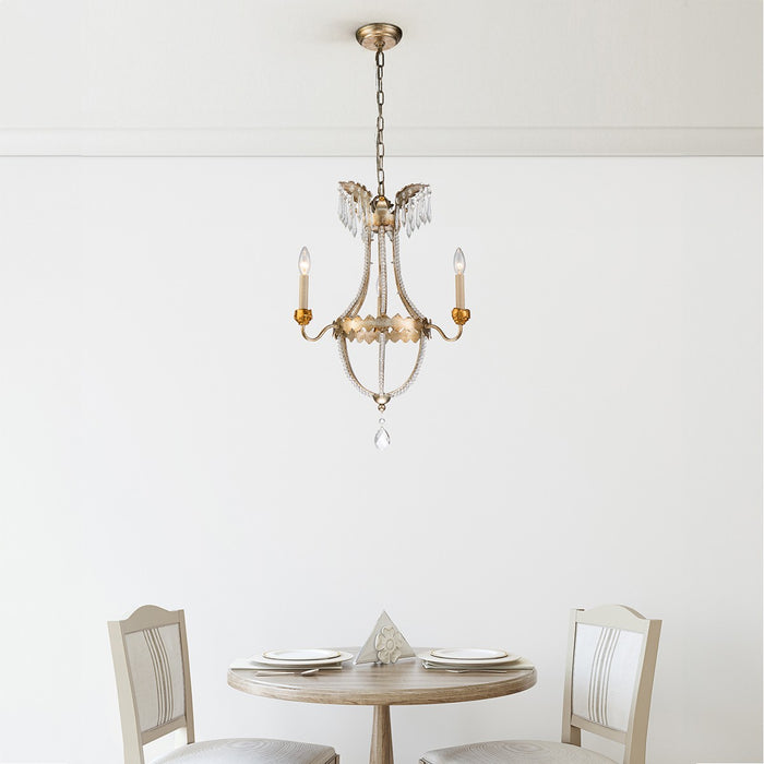 Lucas + McKearn CH1035-3 Three Light Mini Chandelier, Distressed Silver/Gold