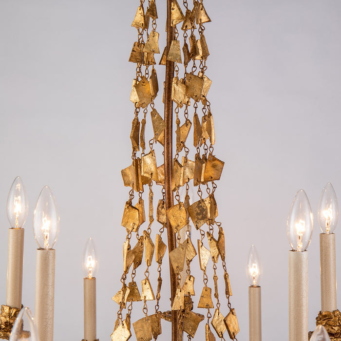 Lucas + McKearn CH1158-15 15 Light Chandelier, Gold Leaf