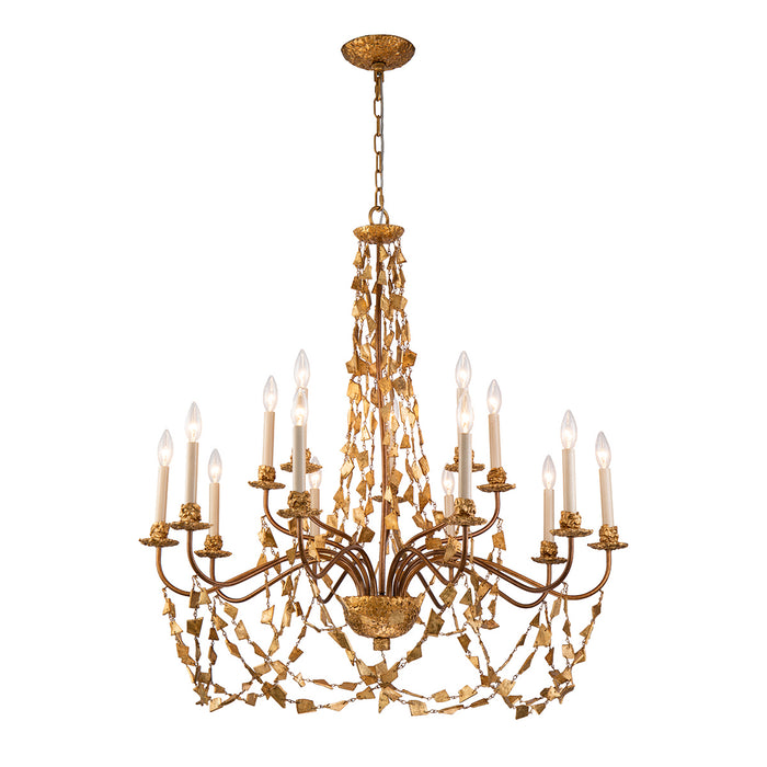Lucas + McKearn CH1158-15 15 Light Chandelier, Gold Leaf
