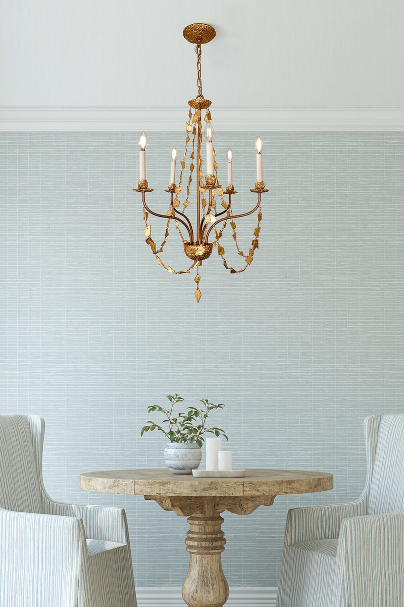 Lucas + McKearn CH1158-5 Five Light Chandelier, Antique Gold