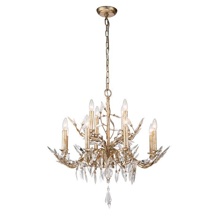 Lucas + McKearn CH6154-12 12 Light Chandelier, Silver W/Antique Glaze