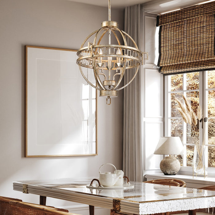 Lucas + McKearn GN/Lemuria/3PA-S Three Light Chandelier, Antique Silver