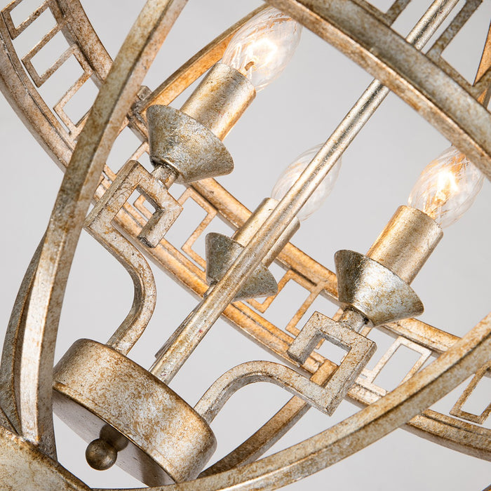 Lucas + McKearn GN/Lemuria/3PA-S Three Light Chandelier, Antique Silver