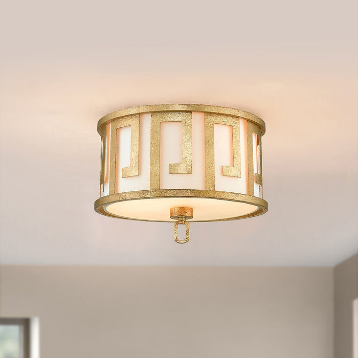 Lucas + McKearn GN/Lemuria/F Two Light Flush Mount, Distressed Gold