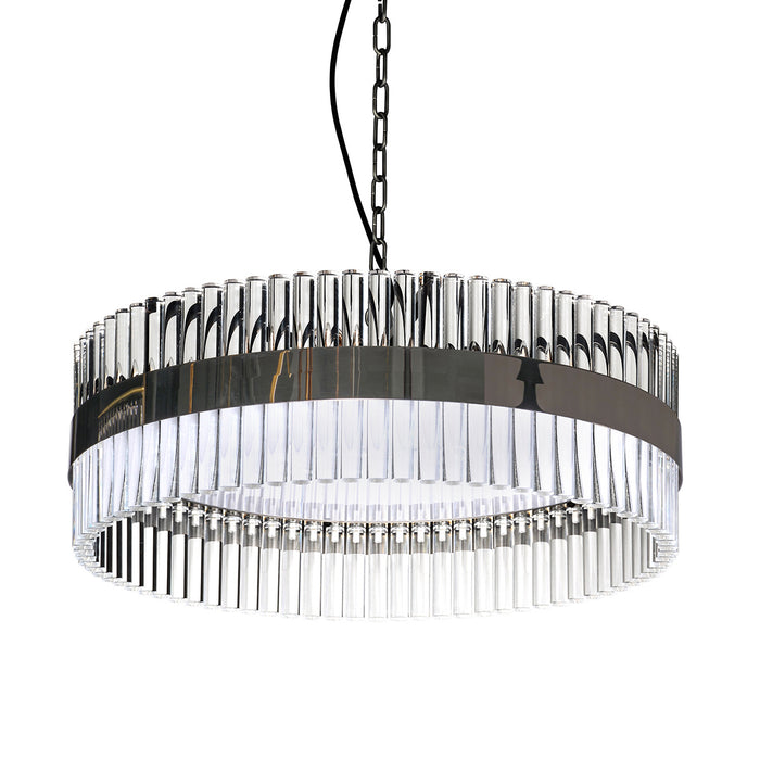 Lucas + McKearn PD9072-60 Nine Light Pendant, Clear and Smokey Chrome