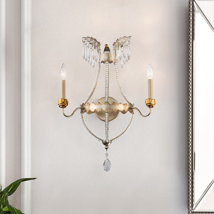 Lucas + McKearn SC1035-2 Two Light Wall Sconce, Distressed Silver/Gold