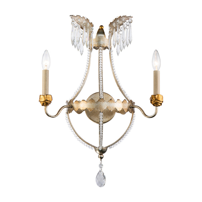Lucas + McKearn SC1035-2 Two Light Wall Sconce, Distressed Silver/Gold