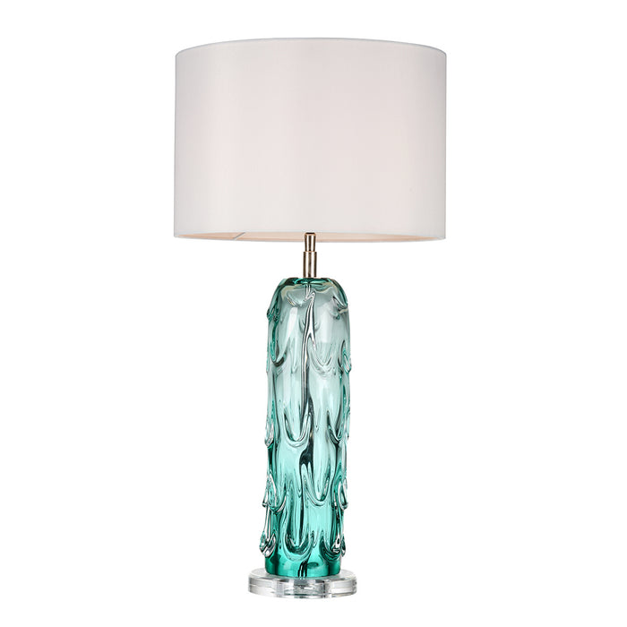 Lucas + McKearn TLG3118 One Light Table Lamp, Clear Blue Glass